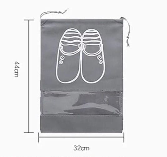 Set Of 5 Travel Shoe Pouch, Grey Non Woven Fabric Dustproof Drawstring Bag, Breathable Storage Pouch With Visual Window, Portable Shoe Organizer Drawstring Bag Set Of 5 Travel Shoe Pouch, Grey Non Woven Fabric Dustproof Drawstring Bag, Breathable Storage Pouch With Visual Window, Portable Shoe Organizer Drawstring Bag